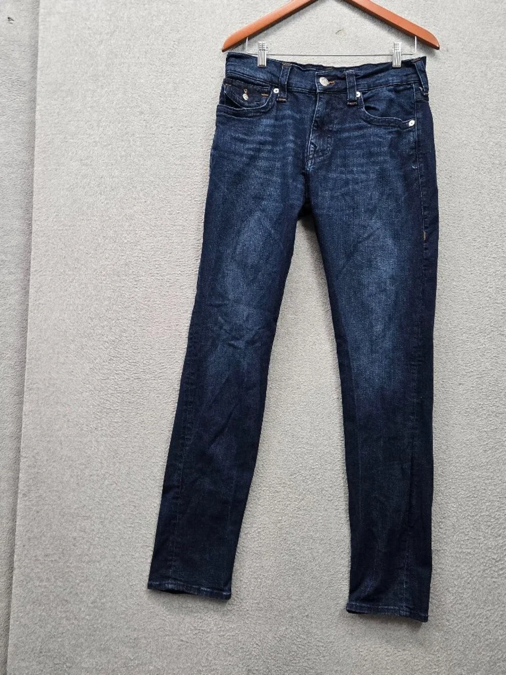 True Religion Men Jeans 32 Blue Rocco Relaxed Skinny Dark Wash 33